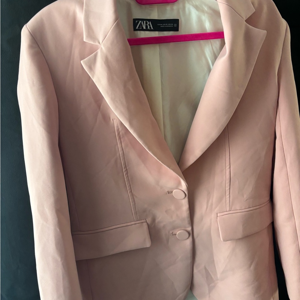 Zara Solid Pink Button Blazer - image 4